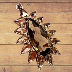 Elegant SMOKY QUARTZ Brown Teardrop Pendant